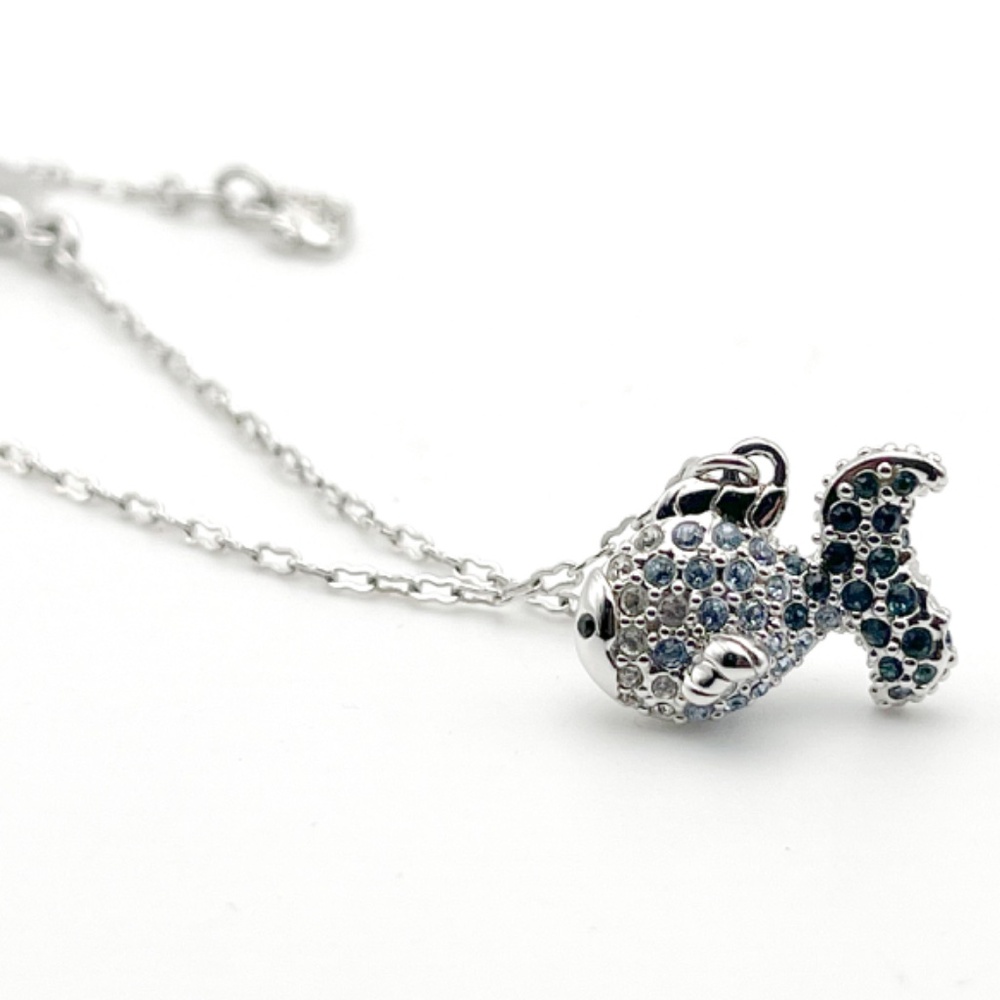 Swarovski Silver-tone + Ombre Crystal Landscape Pendant Fish Necklace (103901)